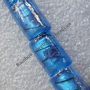 Plate Colorized Silver Foil Lampwork Beads, Column 8x10mm Hole: About 1.5mm, Sold by PC