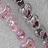 Plate Colorized Silver Foil Lampwork Beads, Heart 15mm Hole: About 1.5mm, Sold by PC 