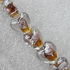 Plate Colorized Silver Foil Lampwork Beads, Heart 15mm Hole: About 1.5mm, Sold by PC 