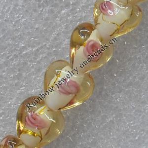 Lampwork Beads, Heart 16mm Hole: About 1.5mm, Sold by PC