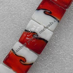 Lampwork Beads, Square 20mm Hole: About 2mm, Sold by PC