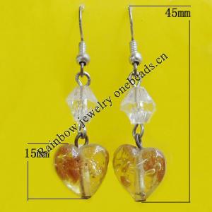 Lampwork Earring, About:15mm Length:45mm, Sold by Pair