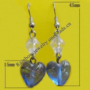 Lampwork Earring, About:15mm Length:45mm, Sold by Pair