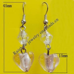 Lampwork Earring, About:15mm Length:45mm, Sold by Pair