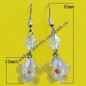 Lampwork Earring, About:15mm Length:45mm, Sold by Pair