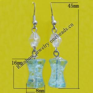 Lampwork Earring, About:16x8mm Length:45mm, Sold by Pair