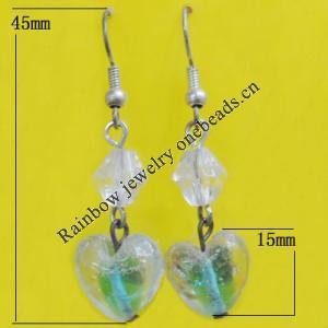 Lampwork Earring, About:15mm Length:45mm, Sold by Pair