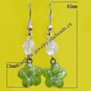 Lampwork Earring, About:15mm Length:45mm, Sold by Pair