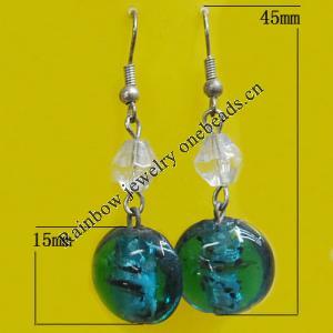 Lampwork Earring, About:15mm Length:45mm, Sold by Pair