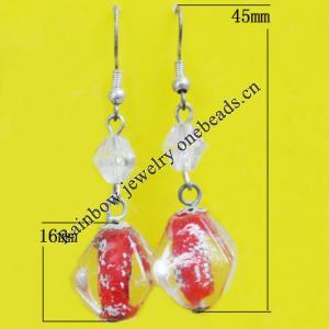 Lampwork Earring, About:16x16mm Length:45mm, Sold by Pair