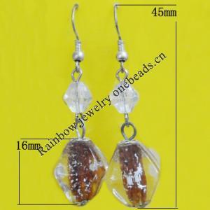 Lampwork Earring, About:16x16mm Length:45mm, Sold by Pair