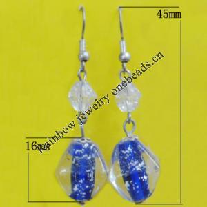 Lampwork Earring, About:16x16mm Length:45mm, Sold by Pair