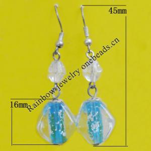 Lampwork Earring, About:16x16mm Length:45mm, Sold by Pair