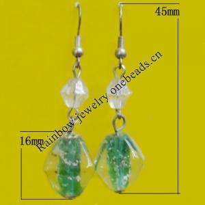 Lampwork Earring, About:16x16mm Length:45mm, Sold by Pair