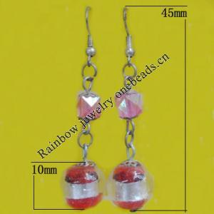 Lampwork Earring, About:10mm Length:45mm, Sold by Pair