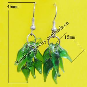 Lampwork Earring, About:12x6mm Length:45mm, Sold by Pair