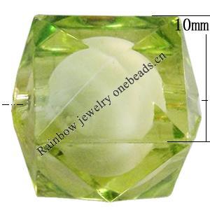 Fantastic Acrylic Beads, Faceted Cube 10mm Hole:2mm, Sold by Bag