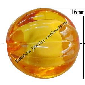 Fantastic Acrylic Beads, Fluted Round 16mm Hole:2mm, Sold by Bag