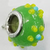 Handmade European Style Lampwork Beads With Platinum Color Copper Core, About 10x15mm Hole:5mm, Sold by PC