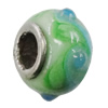 Handmade European Style Lampwork Beads With Platinum Color Copper Core, About 10x15mm Hole:5mm, Sold by PC