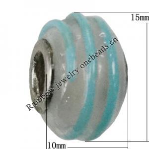 Handmade European Style Lampwork Beads With Platinum Color Copper Core, About 10x15mm Hole:5mm, Sold by PC