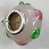 Handmade European Style Lampwork Beads With Platinum Color Copper Core, About 10x15mm Hole:5mm, Sold by PC