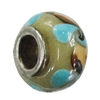 Handmade European Style Lampwork Beads With Platinum Color Copper Core, 10x15mm Hole:5mm, Sold by PC