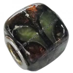 Handmade European Style Lampwork Beads With Platinum Color Copper Core, 13x11mm Hole:5mm, Sold by PC