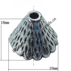 Bead Caps Zinc Alloy Jewelry Findings Lead-free, 18x10mm, Hole:2mm, Sold by Bag