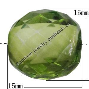 Fantastic Acrylic Beads, Faceted Round 15x15mm Hole:2mm, Sold by Bag