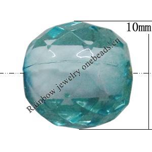 Fantastic Acrylic Beads, Faceted Round 10mm Hole:1.5mm, Sold by Bag