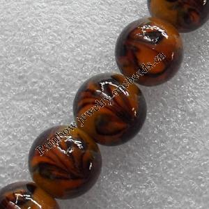 Lampwork Beads, Round 16mm Hole: About 1.5mm, Sold by PC