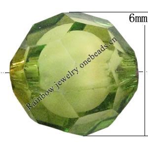 Fantastic Acrylic Beads, Faceted Round 6mm Hole:1mm, Sold by Bag