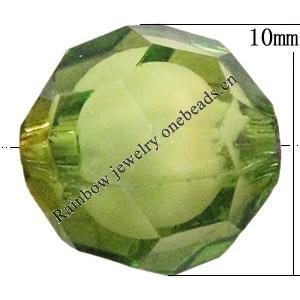 Fantastic Acrylic Beads, Faceted Round 10mm Hole:2mm, Sold by Bag