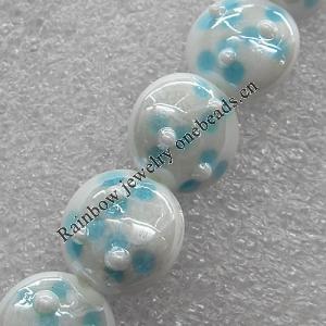 Lampwork Beads, Flat Round 15mm Hole: About 1.5mm, Sold by PC