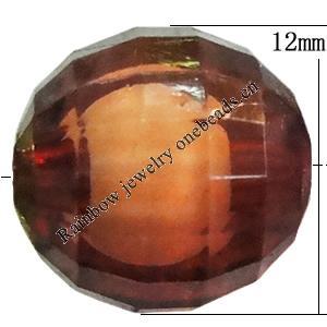 Fantastic Acrylic Beads, Faceted Round 12mm Hole:2mm, Sold by Bag