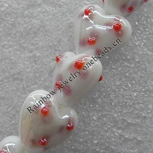 Lampwork Beads, Heart 12mm Hole: About 1.5mm, Sold by PC