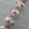 Lampwork Beads, Heart 12mm Hole: About 1.5mm, Sold by PC