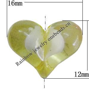 Fantastic Acrylic Beads, Heart 12x16mm Hole:2mm, Sold by Bag