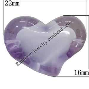 Fantastic Acrylic Beads, Heart 16x22mm Hole:3mm, Sold by Bag
