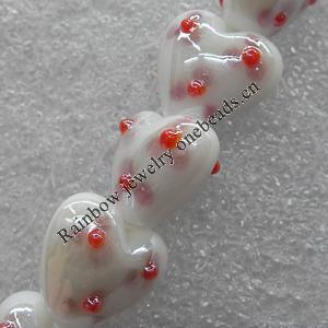 Lampwork Beads, Heart 28mm Hole: About 2mm, Sold by PC