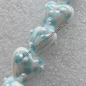 Lampwork Beads, Heart 18mm Hole: About 1.5mm, Sold by PC