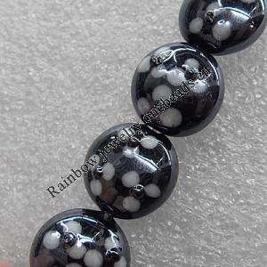 Lampwork Beads, Flat Round 15mm Hole: About 1.5mm, Sold by PC