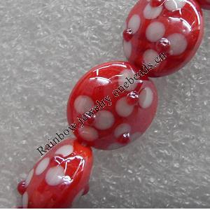Lampwork Beads, Flat Round 15mm Hole: About 1.5mm, Sold by PC