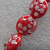 Lampwork Beads, Flat Round 15mm Hole: About 1.5mm, Sold by PC