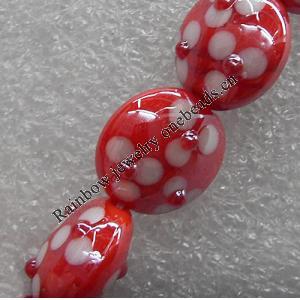 Lampwork Beads, Flat Round 16mm Hole: About 1.5mm, Sold by PC