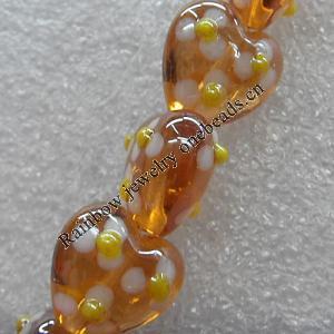 Lampwork Beads, Heart 12mm Hole: About 1.5mm, Sold by PC