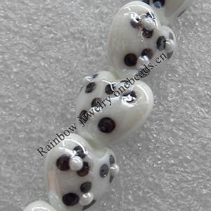 Lampwork Beads, Heart 14mm Hole: About 1.5mm, Sold by PC
