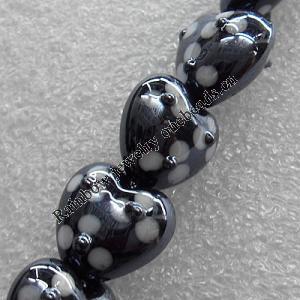 Lampwork Beads, Heart 12mm Hole: About 1.5mm, Sold by PC