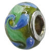 Handmade European Style Lampwork Beads With Platinum Color Copper Core, 15x10mm Hole:5mm, Sold by PC